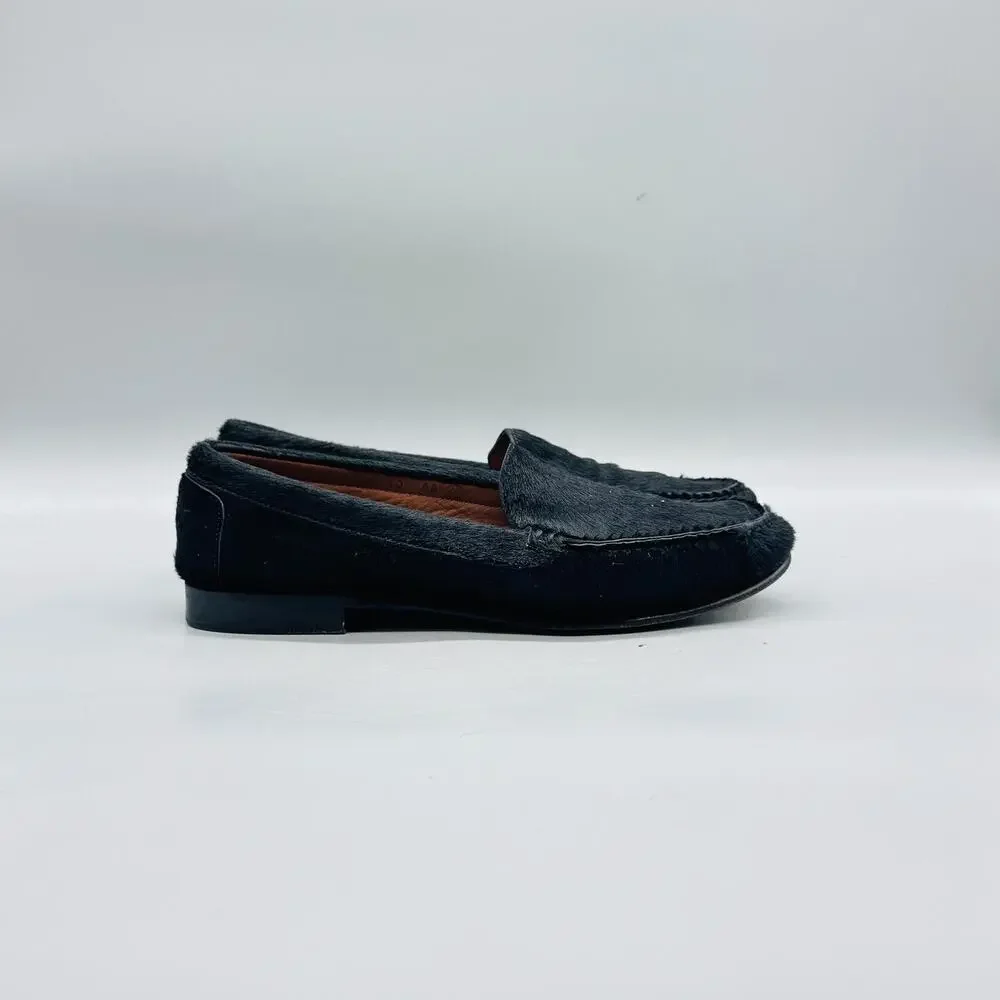 Cole Haan Shoes Womens 10 Black Calf Hair Fur Slip On Vtg Driving Loafer Flats